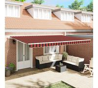 Retractable Awning 500x300cm Orange Brown Fabric Metal Outdoor Shade Solution