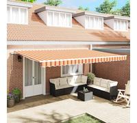 Retractable Awning 500x300cm Yellow Orange Polyester Metal Manual UV-Resistant