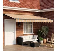 Retractable Awning 5x3.5m Blue/Anthracite Polyester PU Coating LED Manual 165cm+