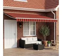 Retractable Awning 5x3.5m Orange Black White Polyester PU Semi-Cassette LED Arm