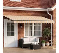 Retractable Awning 5x3 m Yellow Grey Anthracite Polyester Solar LED Manual Crank