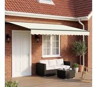 Retractable Awning 5x3m Cream Anthracite Polyester PU Coating LED Semi-Cassette
