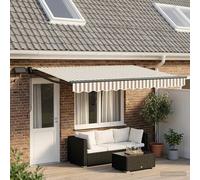Retractable Awning 5x3m Light Grey White 270gsm Polyester Anthracite Manual LEDs