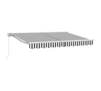 Retractable Awning Fabric Blue & Orange Stripe 4.5 x 3 m Manual Outdoor