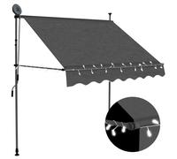 Manual Retractable Awning with LED White and Orange Outdoor Canopy vidaXL