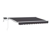 Retractable Awning Anthracite 3.5x2.5m Polyester PU Coating Semi-Cassette LED UK
