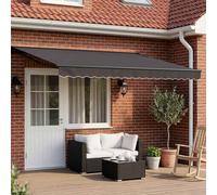 Retractable Awning Anthracite 4.5x3.5m Polyester PU Semi-Cassette LED Manual Pro