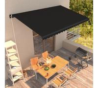 Retractable Awning Anthracite 450x300 cm Polyester Steel Manual Garden Shade Sun
