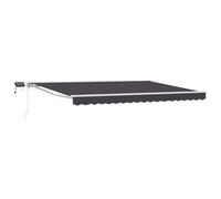 Retractable Awning Anthracite 4x3.5m Polyester PU Semi-Cassette with LEDs Manual