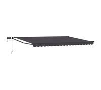 Retractable Awning Anthracite 5x3m Polyester PU Solar LED Manual Crank for Patio