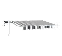 Retractable Awning Anthracite White 3.5x2.5m Semi-Cassette LED Lights Manual Alu