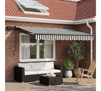 Retractable Awning Anthracite/White 3 x 2.5 m Polyester PU with Solar LED Lights