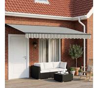Retractable Awning Anthracite/White 4x3.5m Polyester PU Coated LED Semi-Cassette