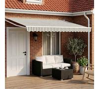Retractable Awning Anthracite/White 4x3m Polyester PU Solar LED Manual Outdoor
