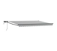 Retractable Awning Anthracite/White 5x3 m Polyester Solar LED Manual With Crank