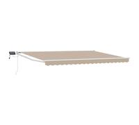 Retractable Awning Beige 4x3m Polyester PU Coating White Frame Manual Solar LEDs