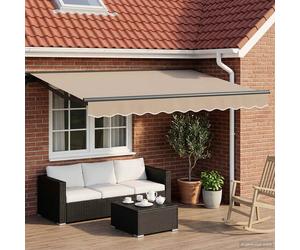 Retractable Awning Beige/Anthracite 3x2.5m Semi-Cassette LED Manual or Motorized