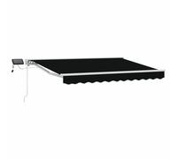 Retractable Awning Black 3.5x2.5m Polyester PU Coating White Frame LED Motor Kit