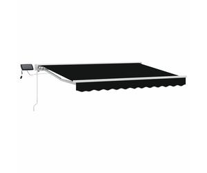 Retractable Awning Black 3.5x2.5m Polyester PU Coating White Frame LED Motor Kit