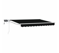 vidaXL Manual Retractable Awning with LEDs Black and White 3 x 2.5 m