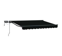 Retractable Awning Black 3 x 2.5 m Semi-Cassette LED Weatherproof Polyester Arms