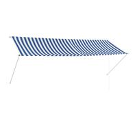 Retractable Awning Blue White 350x150 cm Steel Frame Polyester Canopy Adjustable