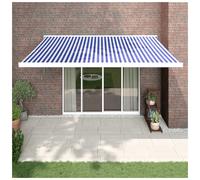 Retractable Awning Blue White 4x3 m Fabric & Aluminium Powder-Coated Heavy-Duty