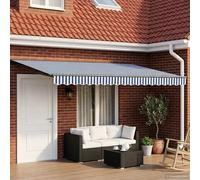 Retractable Awning Blue White Anthracite 4.5x3.5m Polyester PU LED Semi-Cassette