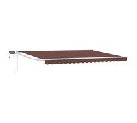 Retractable Awning Brown 4.5x3m Polyester PU Coated White Frame Manual SolarLED