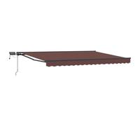 Retractable Awning Brown 4.5x3m Polyester PU with Anthracite Aluminium Frame LED