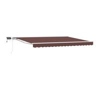 Retractable Awning Brown 5x3.5m Polyester PU Semi-Cassette LED Manual/Remote Arm