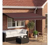 Retractable Awning Brown/Anthracite 3x2.5m Polyester PU Semi-Cassette Manual LED