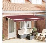 Retractable Awning Burgundy 3.5x2m Polyester Fabric White Aluminium Frame Manual