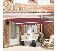 Retractable Awning Burgundy 350x200cm Polyester Aluminium Motorised White Frame