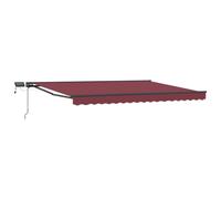 Retractable Awning Burgundy 4x3.5m Polyester PU Coating Semi-Cassette LED Remote
