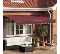 Retractable Awning Burgundy/Anthracite 3 x 2.5 m Polyester PU LED Semi-Cassette