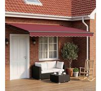 Retractable Awning Burgundy Anthracite 4.5x3m Polyester PU Coated Frame SolarLED