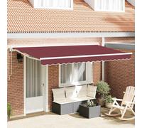 Retractable Awning Burgundy Fabric Water-Resistant 350x200 cm Wall-Mount