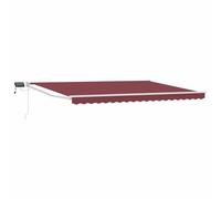 Retractable Awning Burgundy Red 4x3m Polyester PU Coating Solar LEDs White Frame