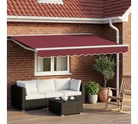 Retractable Awning Burgundy White 3x2.5m Polyester PU Semi-Cassette LED w/Frame