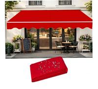 Retractable Awning Cloth,Awning Top Replacement Waterproof Sunshade Fabric for Patio Porch Canopy, Awning Canopy Cover with Valance for Home and Storefront Exterior Door Window,Red,6.5x19.6ft/2x6m