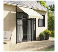 Retractable Awning Cream 150x150cm Polyester PU Coating Steel Frame Manual Crank