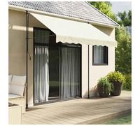Retractable Awning Cream 300x150 cm Polyester PU Coating Steel Frame Manual Incl