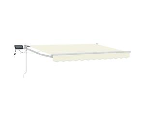 Retractable Awning Cream 3x2.5m Polyester PU Coated with Solar LED Lights White