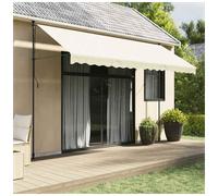 Retractable Awning Cream 400x150 cm Polyester PU Coated Steel Frame Manual Patio