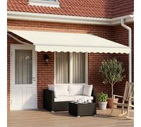 vidaXL Manual Retractable Awning with LEDs Cream and White 4.5 x 3 m