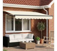 Retractable Awning Cream Anthracite 3x2.5m Polyester PU Solar LEDs Manual Crank