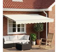 Retractable Awning Cream & White 3.5 x 2.5 m Polyester PU Semi-Cassette LED Pro