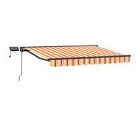 Retractable Awning Anthracite Frame Yellow/Orange Polyester PU 3x2.5m Manual LED