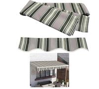 Retractable Awning Fabric 5x3m 4x3m 3.5x3m - Sun Protection Canopy for Garden Balcony Yard Shops - Replacement Material with Valance (Striped 6x2.5m)